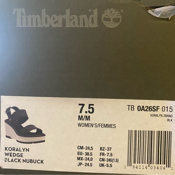 Timberland Koralyn Sporty Wedge Sandals in Nubuck Black Womens Sizes 7.5 8.5 9 - Picture 9 of 11